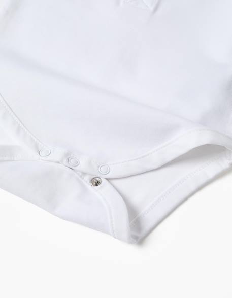 Body polo en coton à manches courtes Blanc+Bleu foncé 4 - vertbaudet enfant 