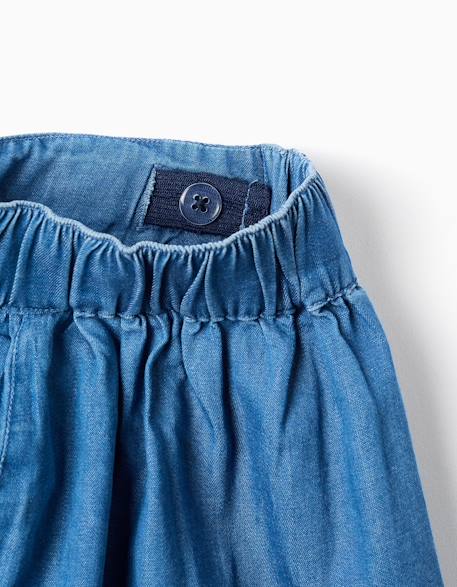 Short en jean avec taille élastique et poches Bleu clair 3 - vertbaudet enfant 