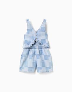 Combishort en jean à carreaux et volants  - vertbaudet enfant