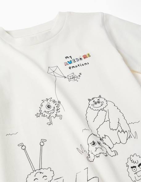 T-shirt en coton avec monstres des émotions à colorier Blanc 4 - vertbaudet enfant 