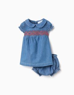 Bébé-Robe, jupe-Robe en jean avec broderie et volants