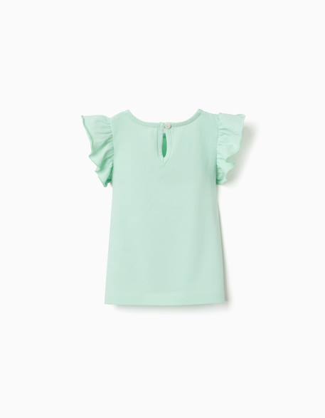 T-shirt avec manches à volants et col rond Beige clair+Corail clair+Jaune clair+Vert clair 11 - vertbaudet enfant 