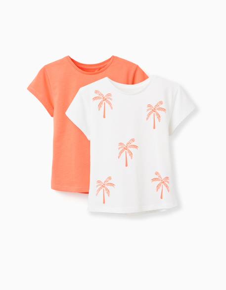 Lot de 2 t-shirts en coton avec imprimés étoiles de mer Jaune clair+Orange sombre+Vert clair 5 - vertbaudet enfant 