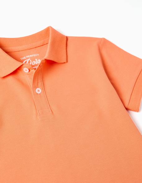 Polo en coton piqué à manches courtes Blanc+Bleu clair+Bleu foncé+Jaune clair+Orange sombre+Vert foncé 19 - vertbaudet enfant 