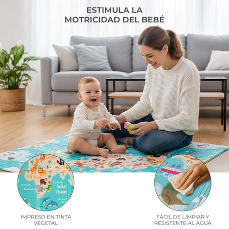 Tapis de jeu pliable réversible xxl funmat Animaux-ville+Ferme-ville+Ville-forêt 3 - vertbaudet enfant 