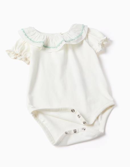 Body à manches courtes et volants + barboteuse Vert clair 3 - vertbaudet enfant 