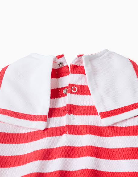 Barboteuse en maille à rayures et col marin Rouge 3 - vertbaudet enfant 