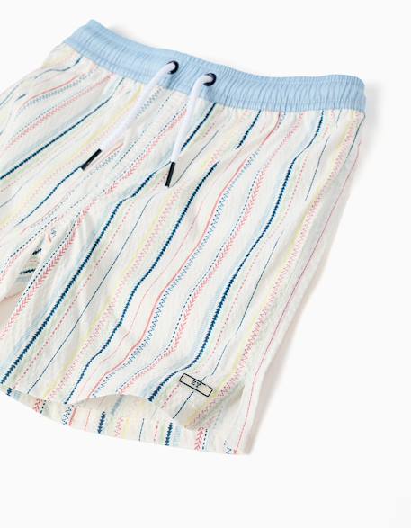 Short de bain à rayures ethniques et cordon b&s Bleu clair 4 - vertbaudet enfant 
