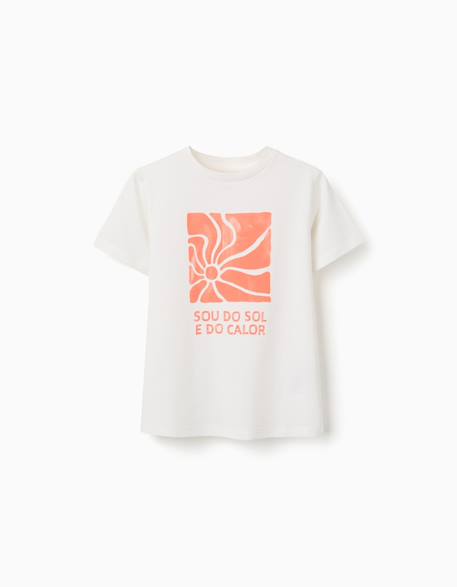 T-shirt en coton avec imprimé sou do sol Blanc+Orange sombre+Vert clair 1 - vertbaudet enfant 
