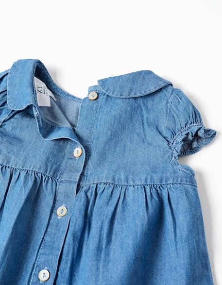 Robe en jean avec broderie et volants Bleu 3 - vertbaudet enfant 