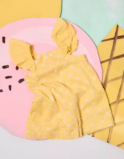 Combinaison courte en coton avec broderie et volants b&s  - vertbaudet enfant