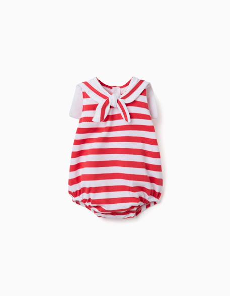 Bébé-Barboteuse en maille à rayures et col marin