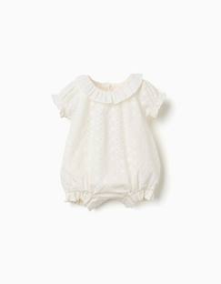 Barboteuse en coton avec broderie anglaise  - vertbaudet enfant