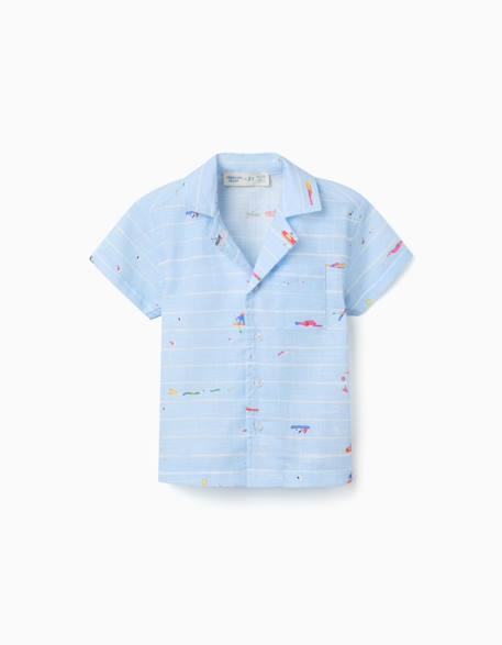 Chemise en coton avec imprimé carolina celas x zippy Bleu clair 1 - vertbaudet enfant 