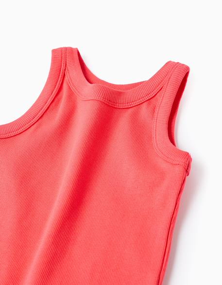 Débardeur en coton côtelé Blanc+Rose 7 - vertbaudet enfant 