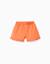 Short en coton avec taille élastique et volants Orange sombre 1 - vertbaudet enfant 