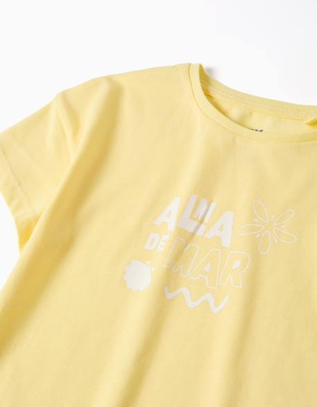T-shirt en coton avec imprimé étoile de mer Blanc+Jaune clair+Vert clair 6 - vertbaudet enfant 