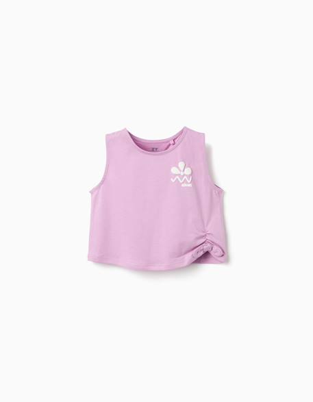 Fille-T-shirt sans manches en coton avec imprimé