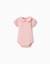 Body en coton avec col claudine Blanc+Rose clair 5 - vertbaudet enfant 