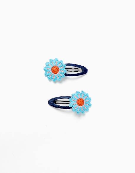 Bébé-Accessoires-Accessoires cheveux-Lot de 2 pinces à cheveux avec fleurs au crochet