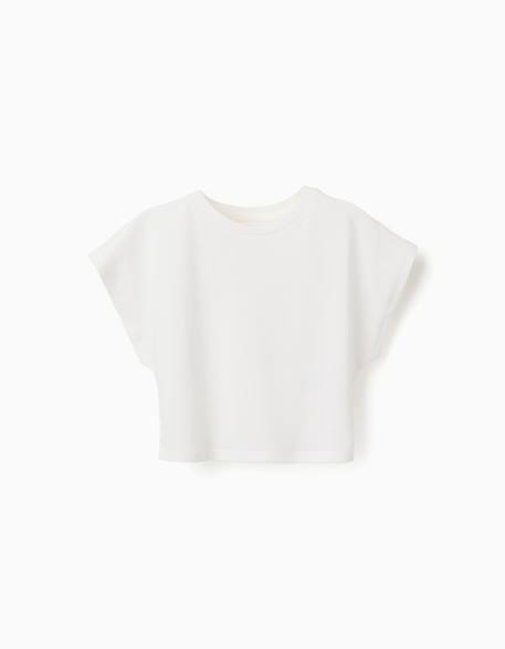 T-shirt court en coton Blanc+Vert clair 1 - vertbaudet enfant 