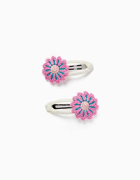 Bébé-Accessoires-Lot de 2 pinces à cheveux avec fleurs au crochet