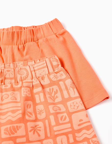 Lot de 2 shorts en coton unis et imprimés Orange sombre+Rose 3 - vertbaudet enfant 
