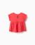 T-shirt en coton avec ourlet à volants Blanc+Rose 5 - vertbaudet enfant 