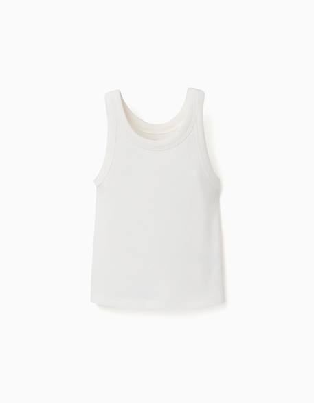 Fille-T-shirt, sous-pull-Débardeur en coton côtelé