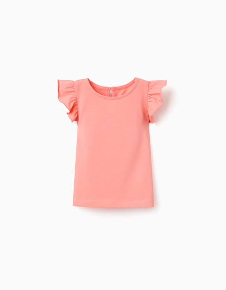 Bébé-T-shirt avec manches à volants et col rond