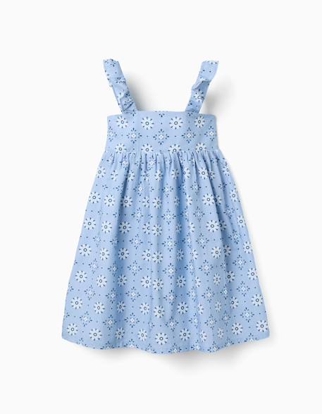 Fille-Robe sans manches en popeline avec motif floral