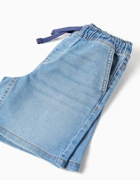Short midi en jean à enfiler avec cordon Bleu+Bleu clair+Bleu foncé 8 - vertbaudet enfant 