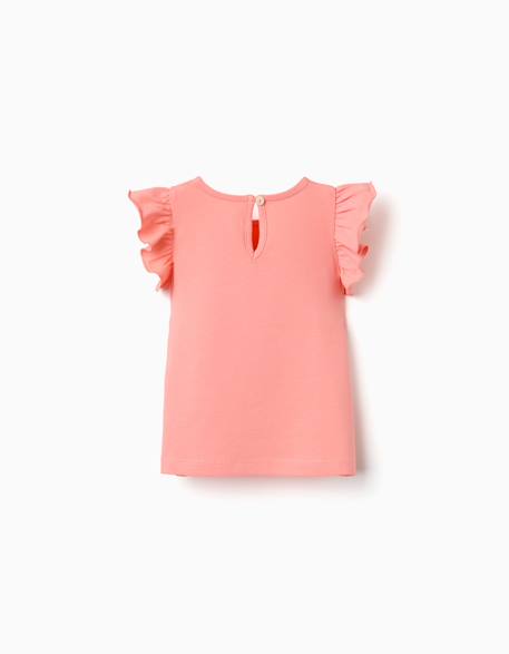 T-shirt avec manches à volants et col rond Beige clair+Corail clair+Jaune clair+Vert clair 5 - vertbaudet enfant 