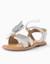 Sandales en cuir avec nœud décoratif Blanc+Rose clair 4 - vertbaudet enfant 