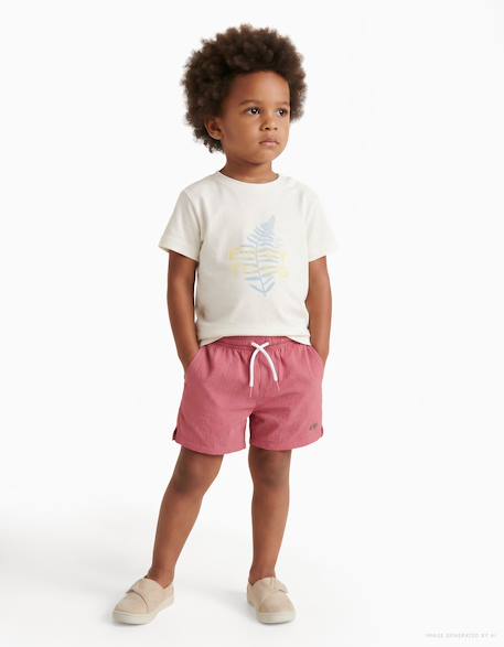 Short de bain avec cordon de serrage et poche Rose foncé 1 - vertbaudet enfant 
