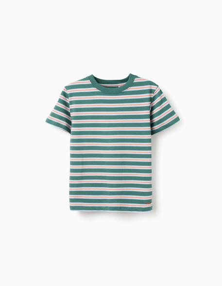 T-shirt en coton à rayures Jaune clair+Vert clair+Vert foncé 7 - vertbaudet enfant 