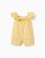 Combinaison courte en coton avec broderie et volants b&s Jaune clair 3 - vertbaudet enfant 
