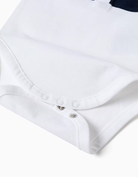 Body polo en coton à rayures Blanc 4 - vertbaudet enfant 