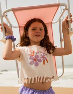 T-shirt en coton avec imprimé fleurs et franges  - vertbaudet enfant
