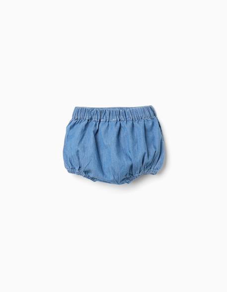 Short en jean avec taille et ourlets élastiqués Bleu 2 - vertbaudet enfant 