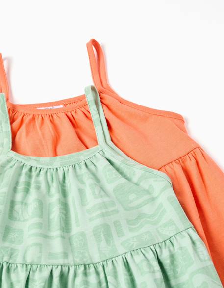Lot de 2 robes sans manches unies et imprimées Bleu clair+Vert clair 7 - vertbaudet enfant 