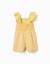 Combinaison courte en coton avec broderie et volants b&s Jaune clair 3 - vertbaudet enfant 