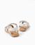 Sandales en cuir avec nœud décoratif Blanc+Rose clair 3 - vertbaudet enfant 