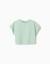 T-shirt court en coton Blanc+Vert clair 5 - vertbaudet enfant 