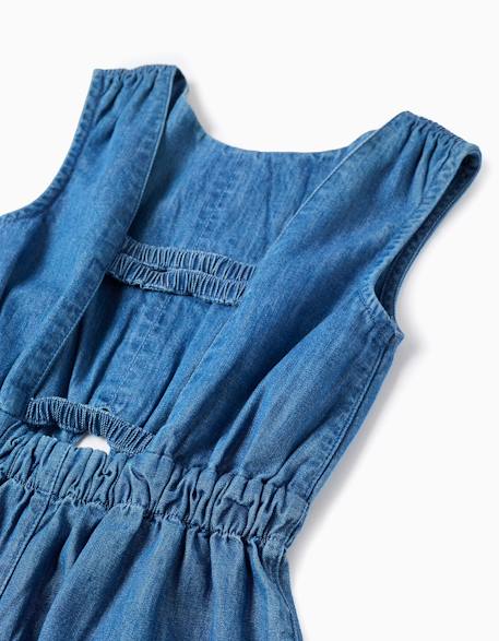 Combishort en jean avec taille élastiquée et découpe Bleu 3 - vertbaudet enfant 