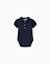 Body polo en coton à manches courtes Blanc+Bleu foncé 5 - vertbaudet enfant 
