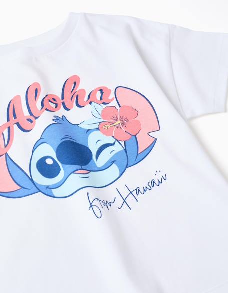 Ensemble t-shirt et short en coton avec imprimé stitch Rose clair 3 - vertbaudet enfant 