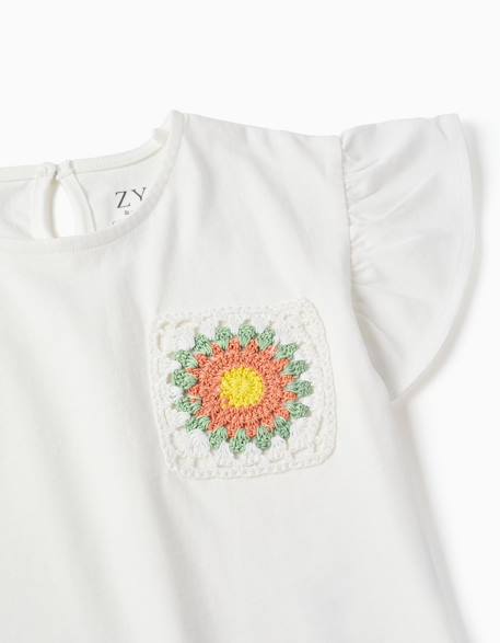 T-shirt en coton avec poche au crochet Blanc 3 - vertbaudet enfant 
