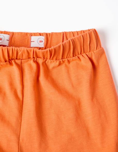 Short en coton avec taille élastique et volants Orange sombre 2 - vertbaudet enfant 