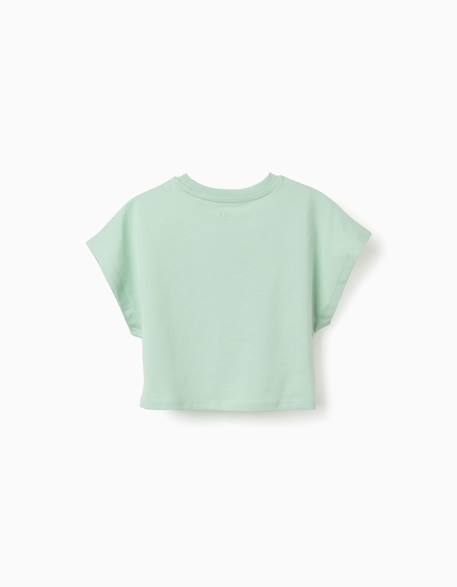T-shirt court en coton Blanc+Vert clair 6 - vertbaudet enfant 